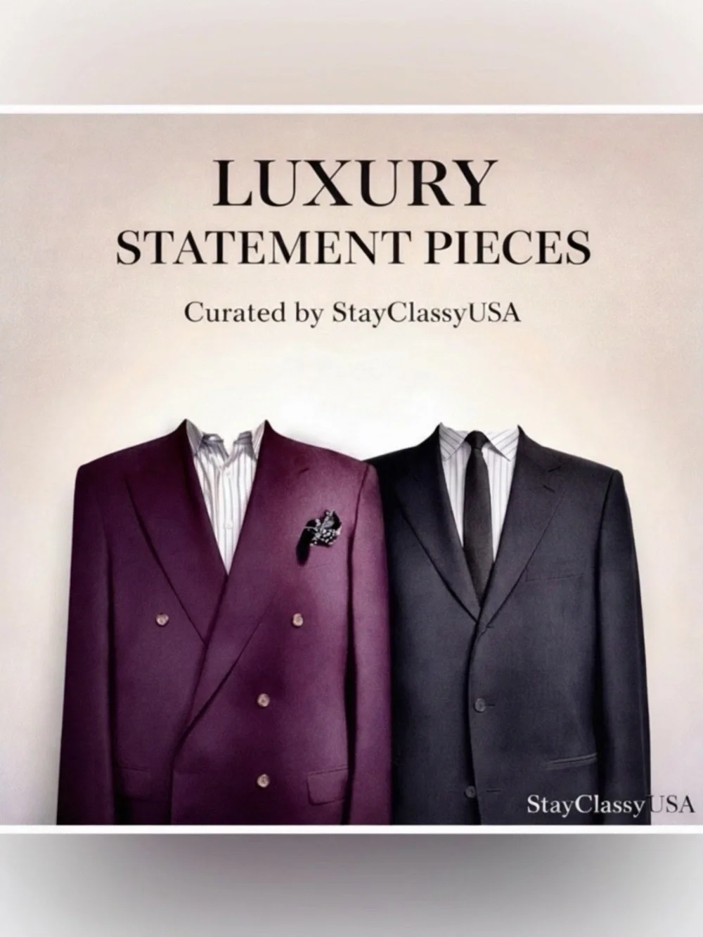 Tom James Custom 3-Piece Suit | Windowpane | Gold Buttons | Classic Tailored